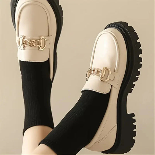 Chunky Loafers, Slip-On, Dekorationskette, Damenschuhe, Plattformschuhe R&B