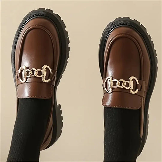 Chunky Loafers, Slip-On, Dekorationskette, Damenschuhe, Plattformschuhe R&B