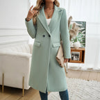 R&B | Damen Eleganter Langer Trenchcoat mit Reverskragen und Einfachen Knöpfen