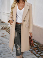 R&B | Damen Eleganter Langer Trenchcoat mit Reverskragen und Einfachen Knöpfen