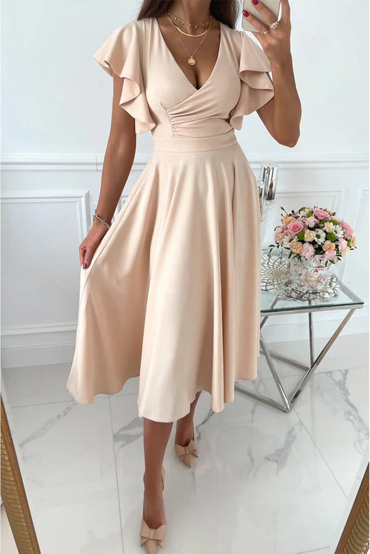 R&B | Elegantes Midi Kleid mit Schmetterlingsärmeln