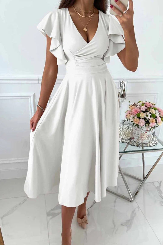 R&B | Elegantes Midi Kleid mit Schmetterlingsärmeln