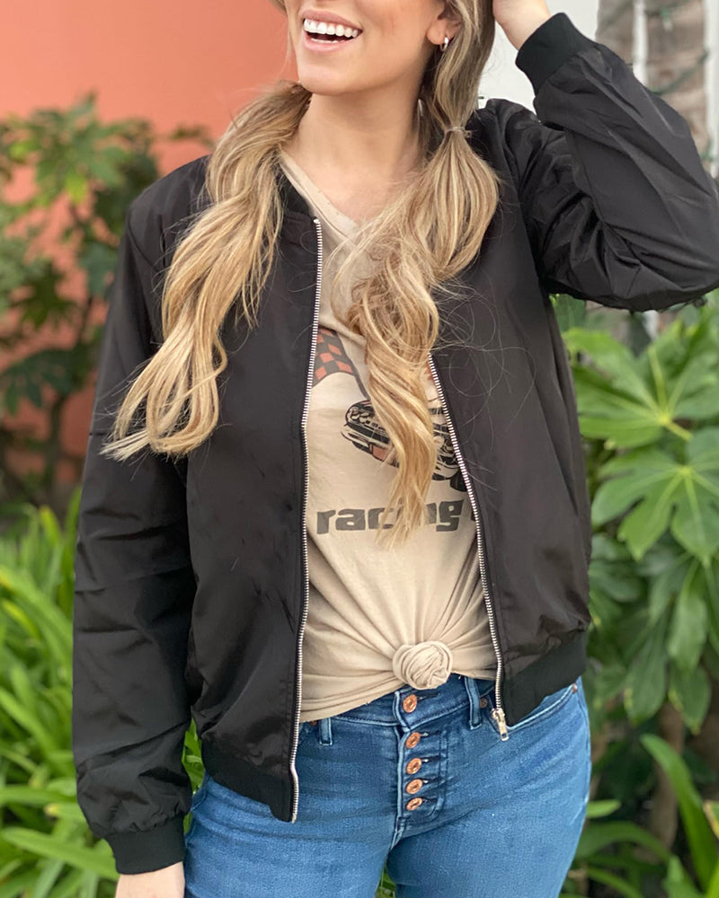 R&B | Klassische Bomberjacke mit Taschen für Frauen