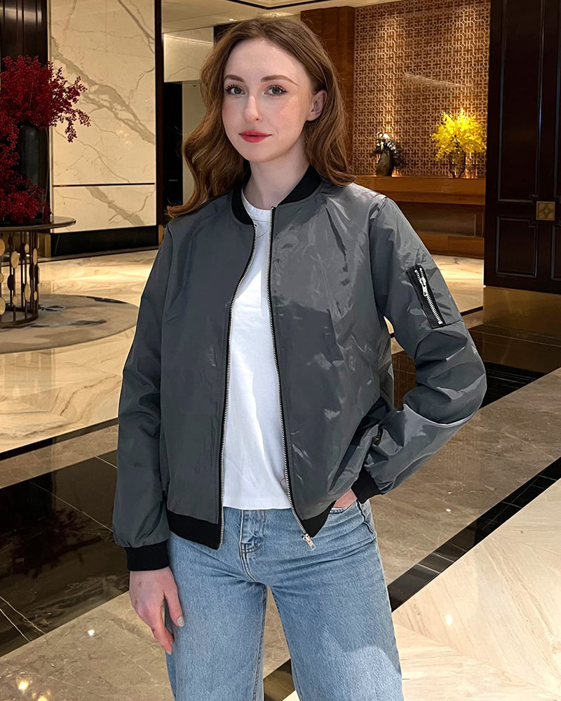 R&B | Klassische Bomberjacke mit Taschen für Frauen