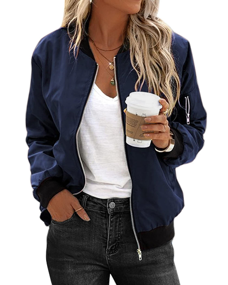 R&B | Klassische Bomberjacke mit Taschen für Frauen