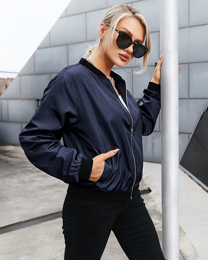 R&B | Klassische Bomberjacke mit Taschen für Frauen