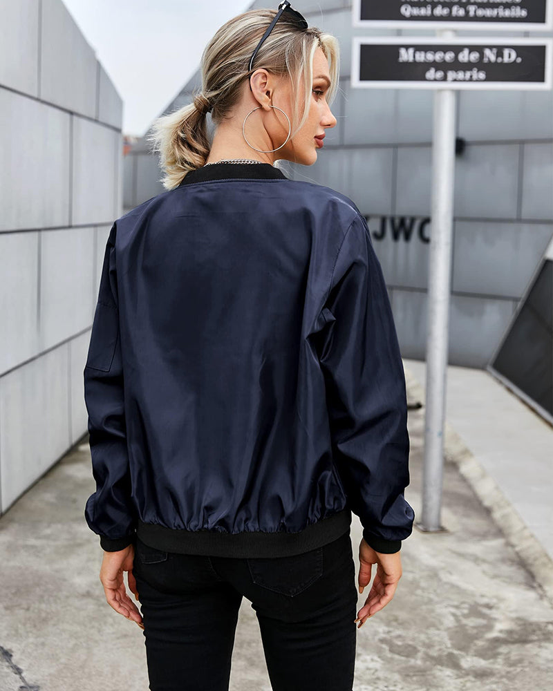R&B | Klassische Bomberjacke mit Taschen für Frauen