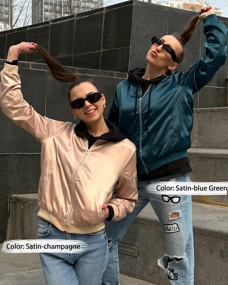 R&B | Klassische Bomberjacke mit Taschen für Frauen