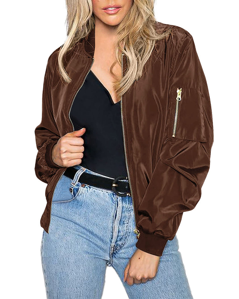 R&B | Klassische Bomberjacke mit Taschen für Frauen