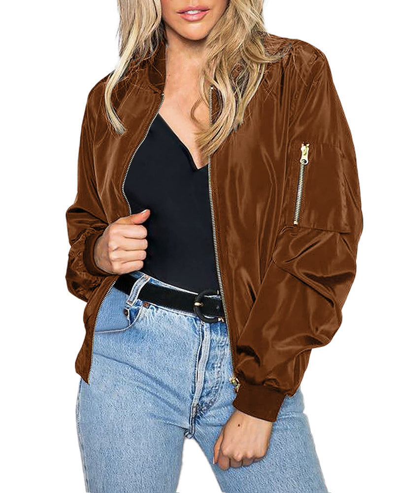 R&B | Klassische Bomberjacke mit Taschen für Frauen