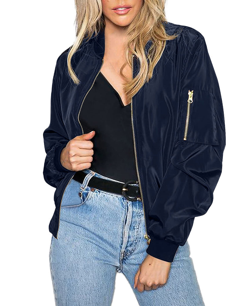 R&B | Klassische Bomberjacke mit Taschen für Frauen