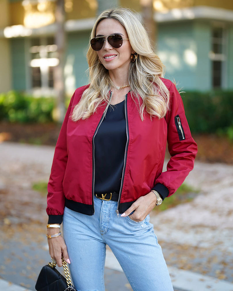R&B | Klassische Bomberjacke mit Taschen für Frauen