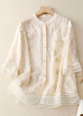 R&B | Bestickte Baumwoll Leinen Bluse