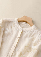 R&B | Bestickte Baumwoll Leinen Bluse