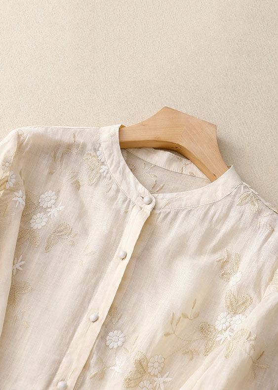 R&B | Bestickte Baumwoll Leinen Bluse