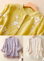 R&B | Bestickte Baumwoll Leinen Bluse