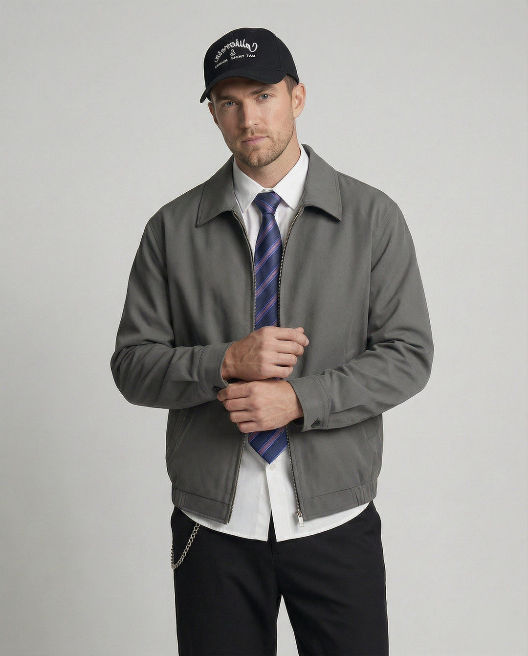 Herren Kurz-Blazer Retro Baseball Jacke mit Schulterpolstern