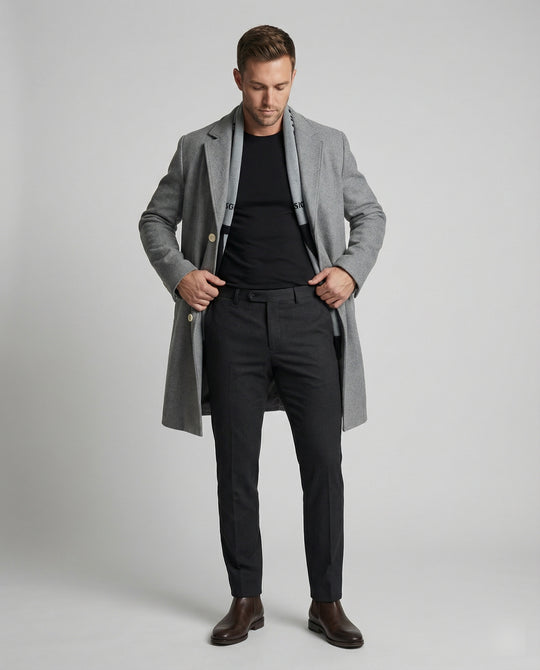 Trechcoat für Herren Herbst Winter Grau Schwarz