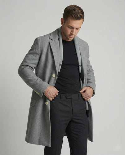 Trechcoat für Herren Herbst Winter Grau Schwarz