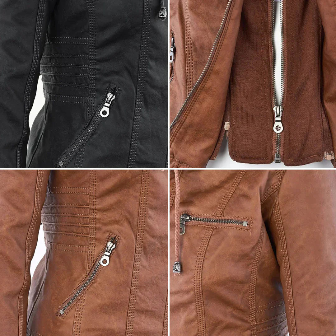 R&B | Elegantes Motorradjacke mit Kapuze Aus Hochwertigem Leder