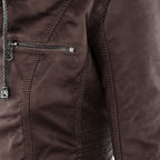 Wetterfester Damen Faux Lederjacke mit Kapuze