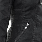 Wetterfester Damen Faux Lederjacke mit Kapuze