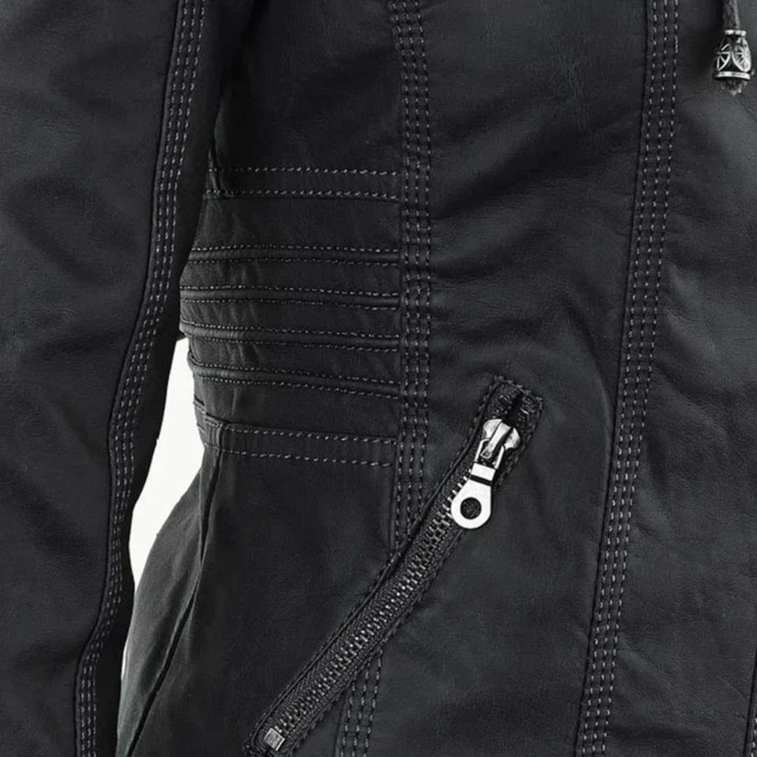 R&B | Elegantes Motorradjacke mit Kapuze Aus Hochwertigem Leder