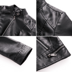R&B | Lederjacke - Biker-Stil - Reißverschluss - Stehkragen - Slim Fit