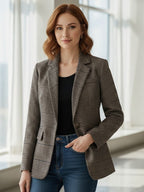 R&B | Damen Blazer Jacke mit Kariert, Chic und Bequem