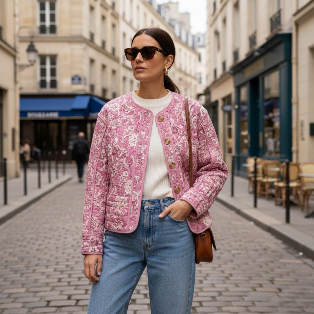 R&B | Blümchen-Steppjacke Gefüttert Damen