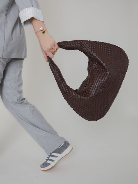 R&B | Kaffee Damenhandtasche Mit Geflochtenem Stilvollen Design