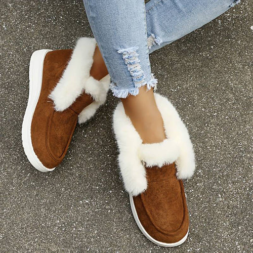 R&B | Winter Flach Schuh Dick-Sohlige Samt Slipper Schnee Stiefel