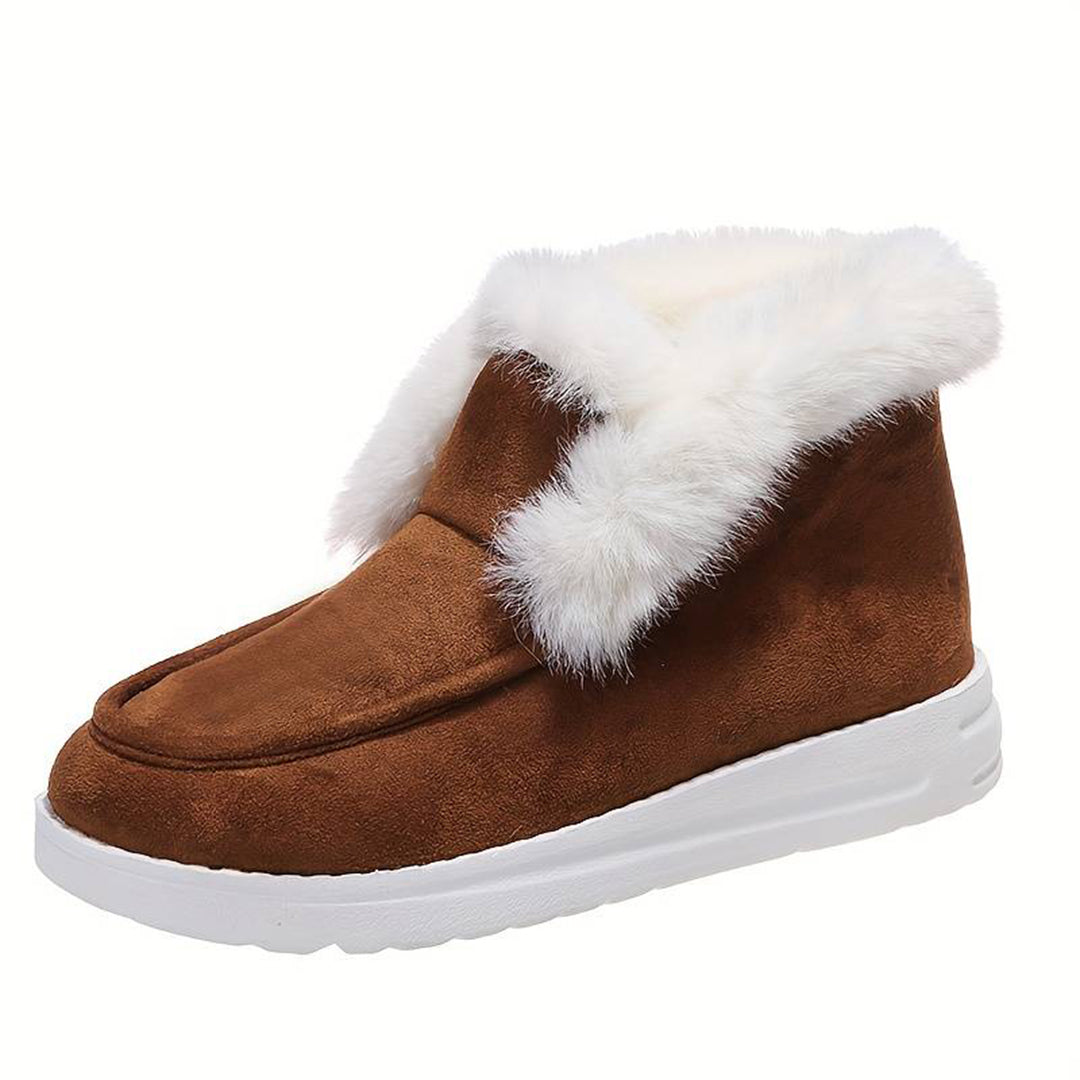 R&B | Winter Flach Schuh Dick-Sohlige Samt Slipper Schnee Stiefel