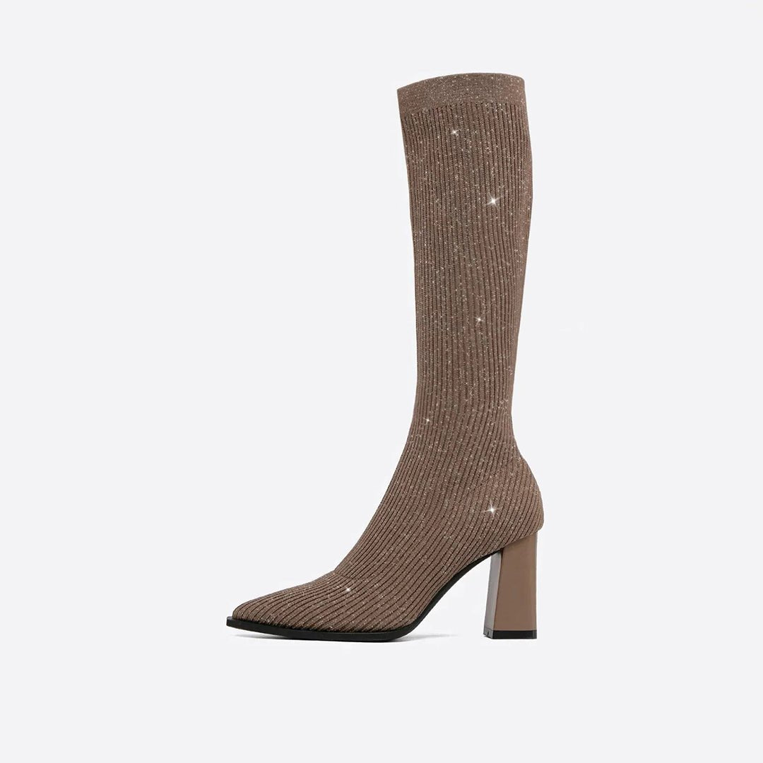 Knielange Stiefel mit Spitze und Absatz R&B