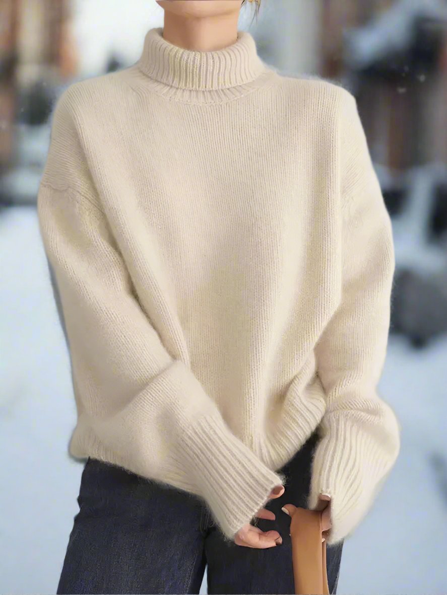 R&B | Rollkragenpullover Weiches Strickmaterial Oversized Passform Lange Ärmel