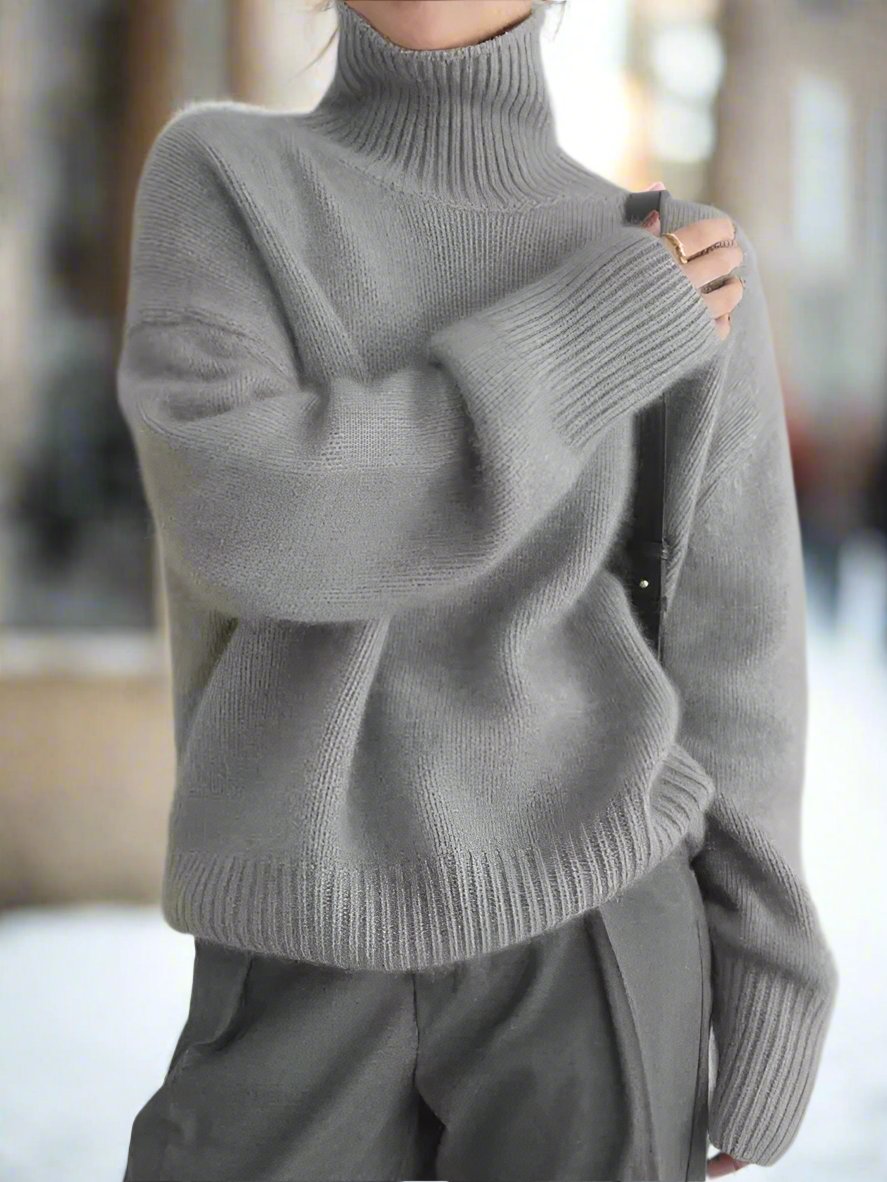 R&B | Rollkragenpullover Weiches Strickmaterial Oversized Passform Lange Ärmel