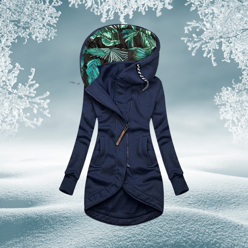 R&B | Jacke mit asymmetrischem Verschluss und Kapuze