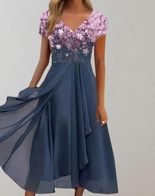 R&B | Kleid mit Leuchtenden Blumen Abendkleid für Damen Glänzendes Topkleid
