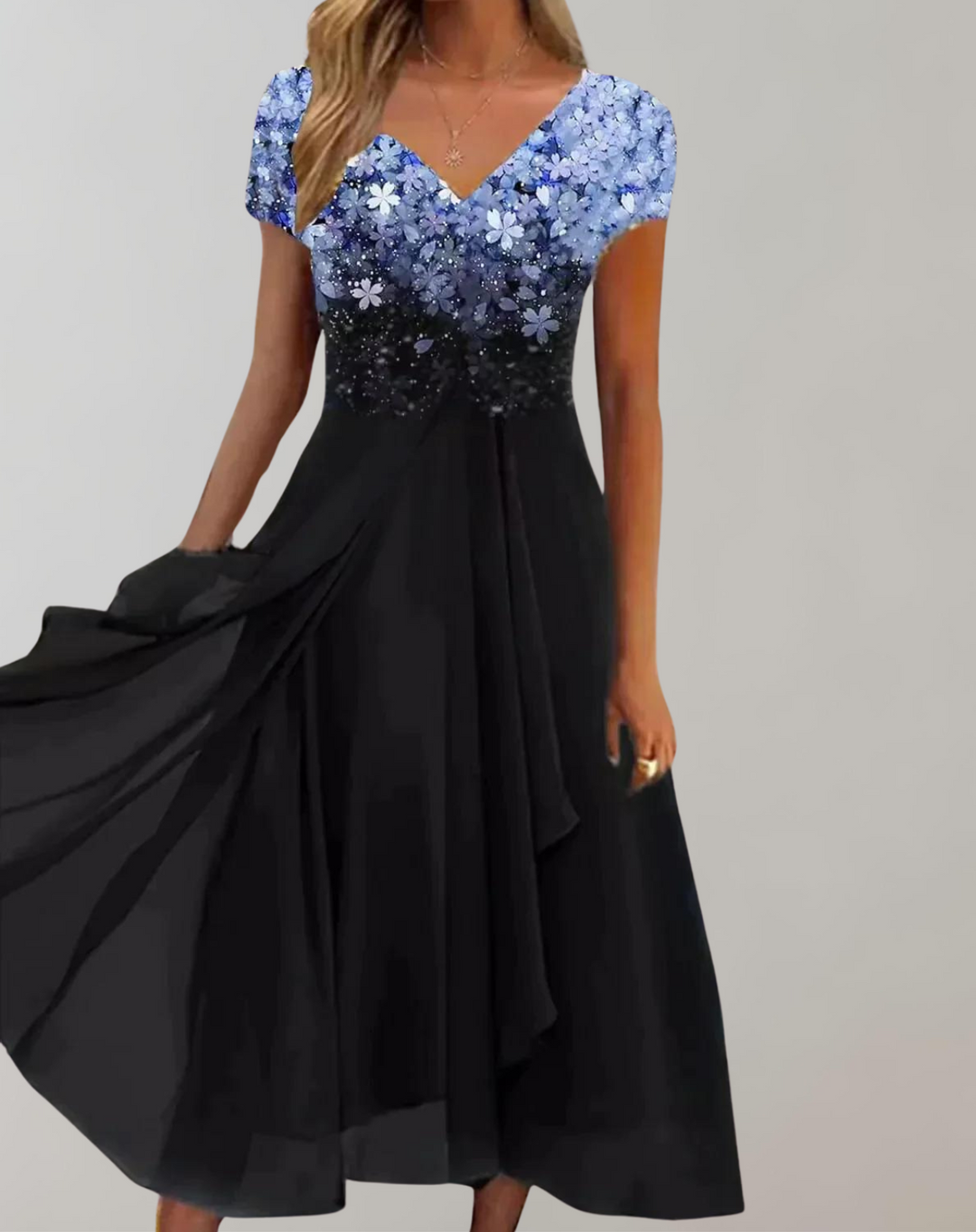 R&B | Kleid mit Leuchtenden Blumen Abendkleid für Damen Glänzendes Topkleid