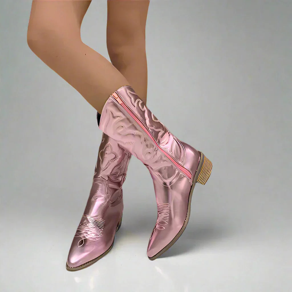 Cowgirl-Stiefel - Western - Blockabsatz - Cowboy-Stiefel - Damenstiefel R&B