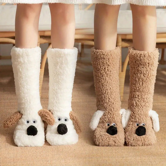 R&B | Plüsch rutschfeste Wintersocken mit Tiermuster für Kinder und Erwachsene
