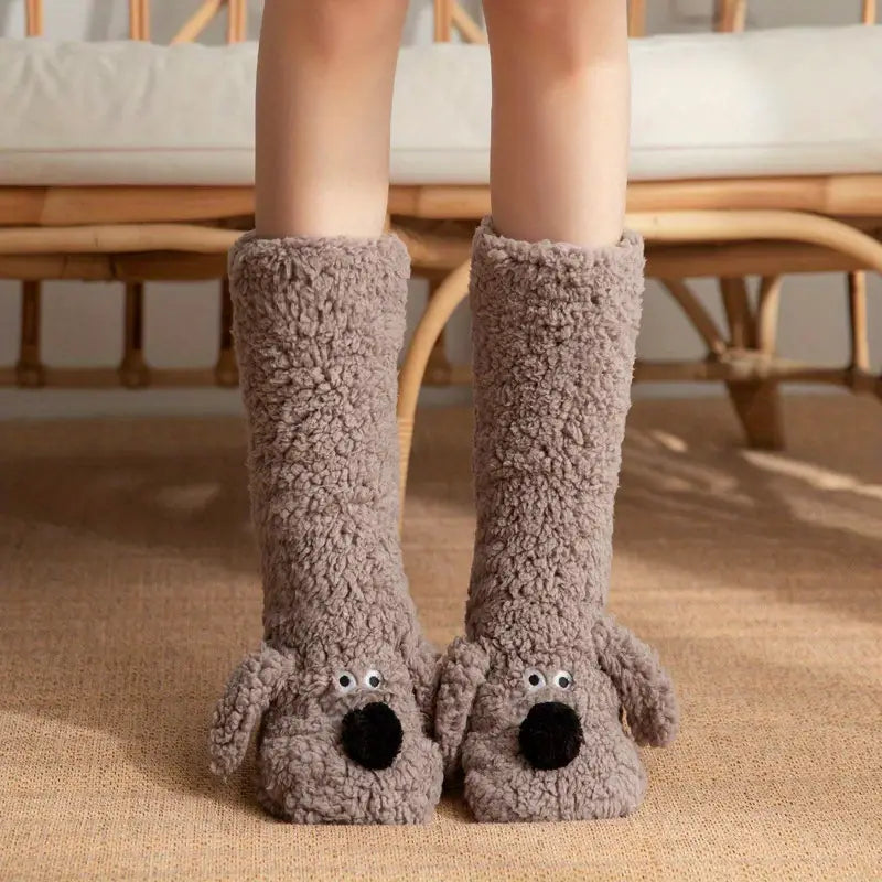 R&B | Plüsch rutschfeste Wintersocken mit Tiermuster für Kinder und Erwachsene