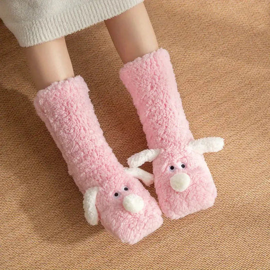 R&B | Plüsch rutschfeste Wintersocken mit Tiermuster für Kinder und Erwachsene