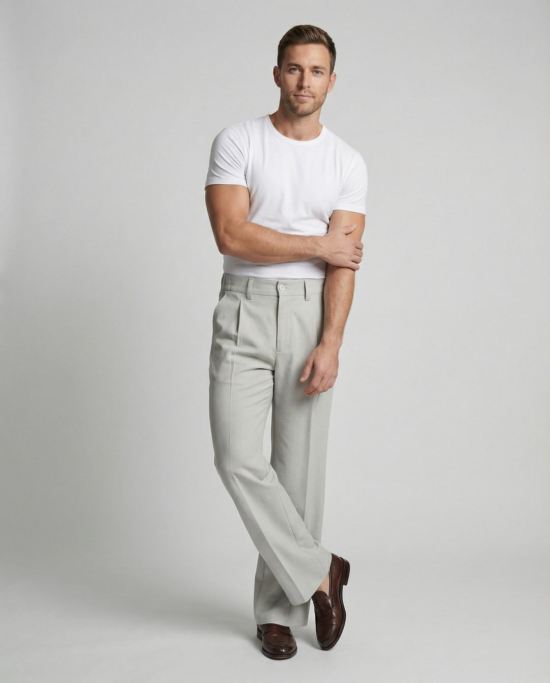 Herren Hose aus Wollmischung Slim Fit Mikro-Schlag Design