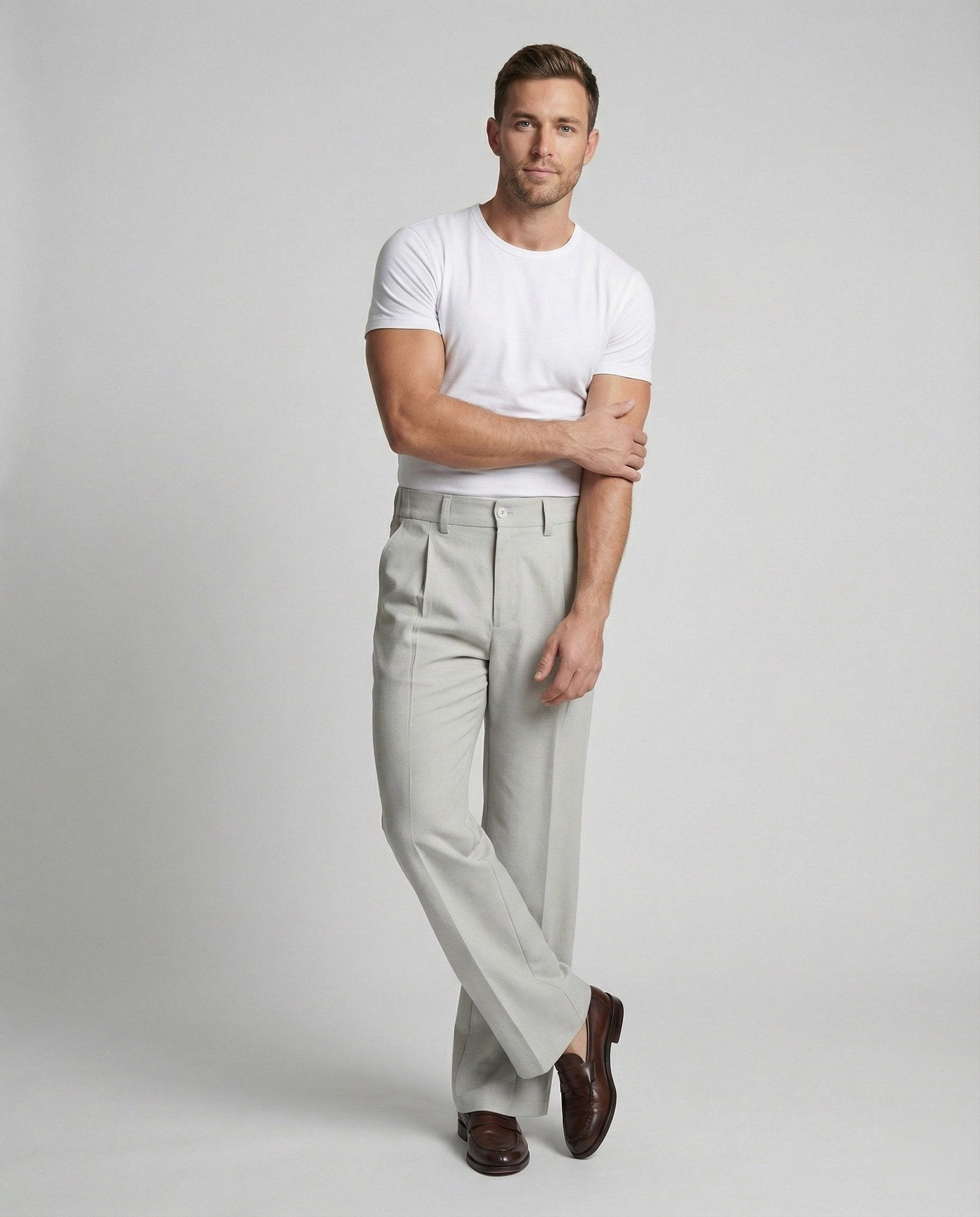 Herren Hose aus Wollmischung Slim Fit Mikro-Schlag Design