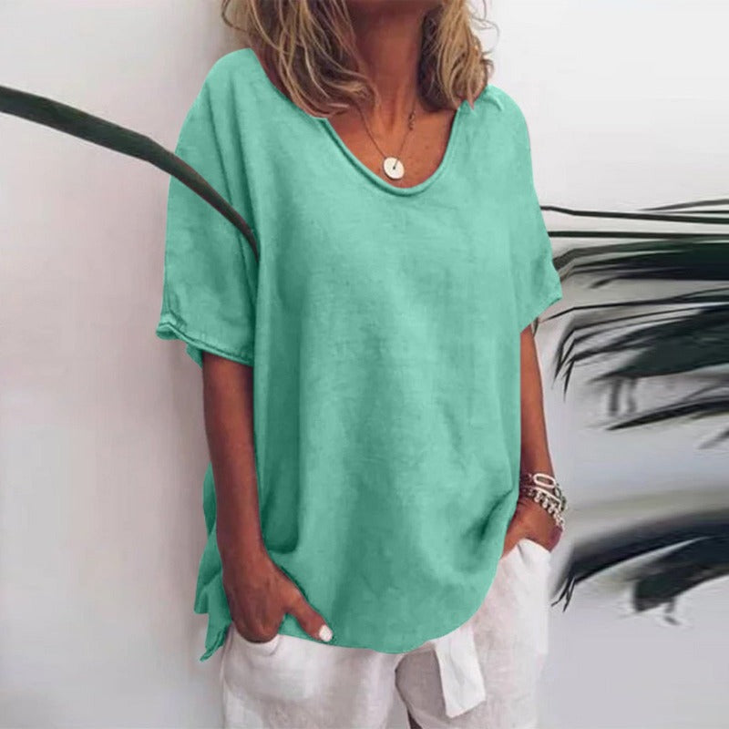 R&B | Damen Rundhals-Shirt Unifarben