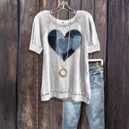 Damen T-Shirt Herzprint Vintage