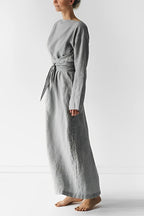 R&B | Leinen Wickel Maxikleid