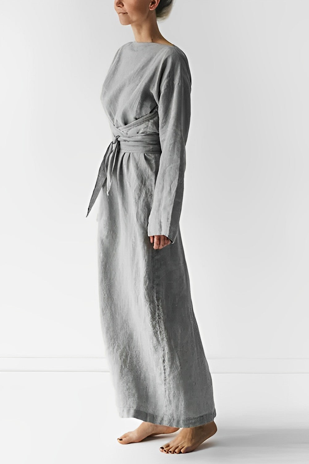 R&B | Leinen Wickel Maxikleid