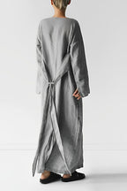 R&B | Leinen Wickel Maxikleid
